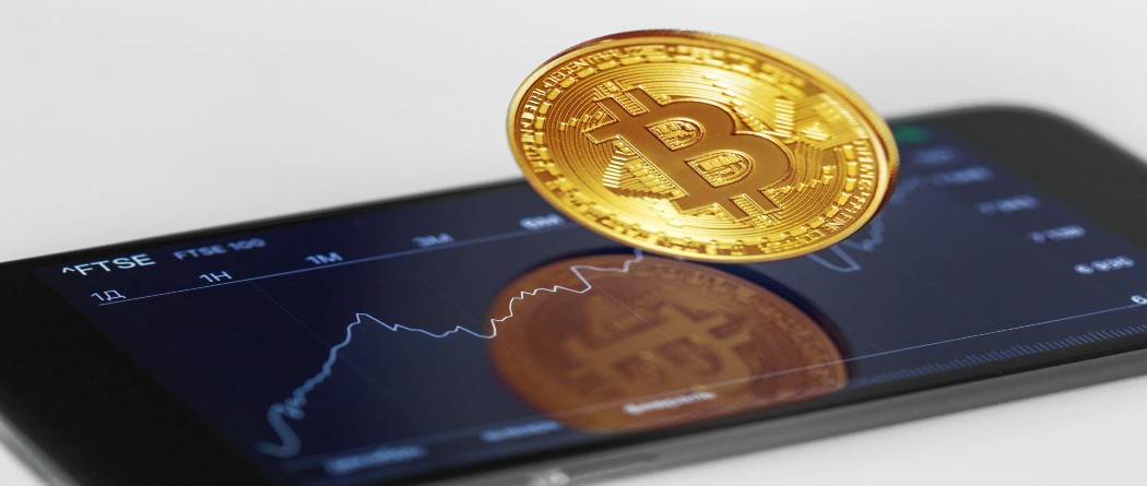 Bitcoin projection above the smartphone